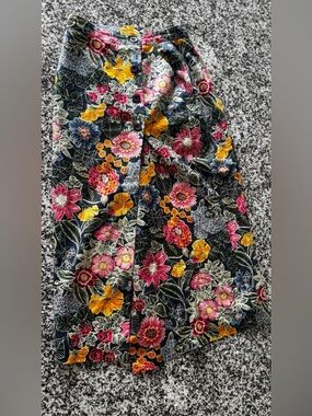 Talbots Floral Linen Skirt